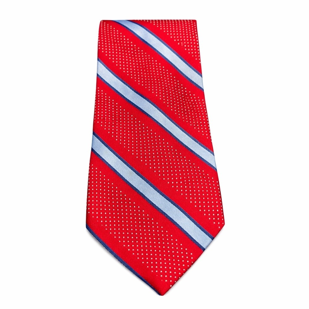 Nautica Men’s Ties Set of 2 Repp Necktie 100% Silk Red Striped Diamond L 57-58” - Picture 3 of 8